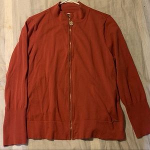 Anne Klein burnt orange zip up cardigan sweater